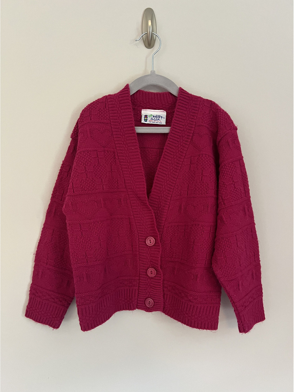 Vintage Go Nitty Girls Pink Heart Print Cardigan